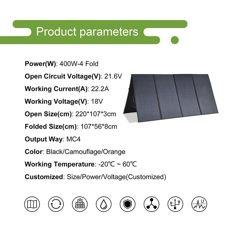 Powietrzna komora RV z 400W składanym panelem i wyjściami typu C/USB